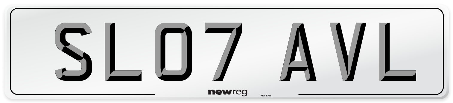 SL07 AVL Number Plate from New Reg